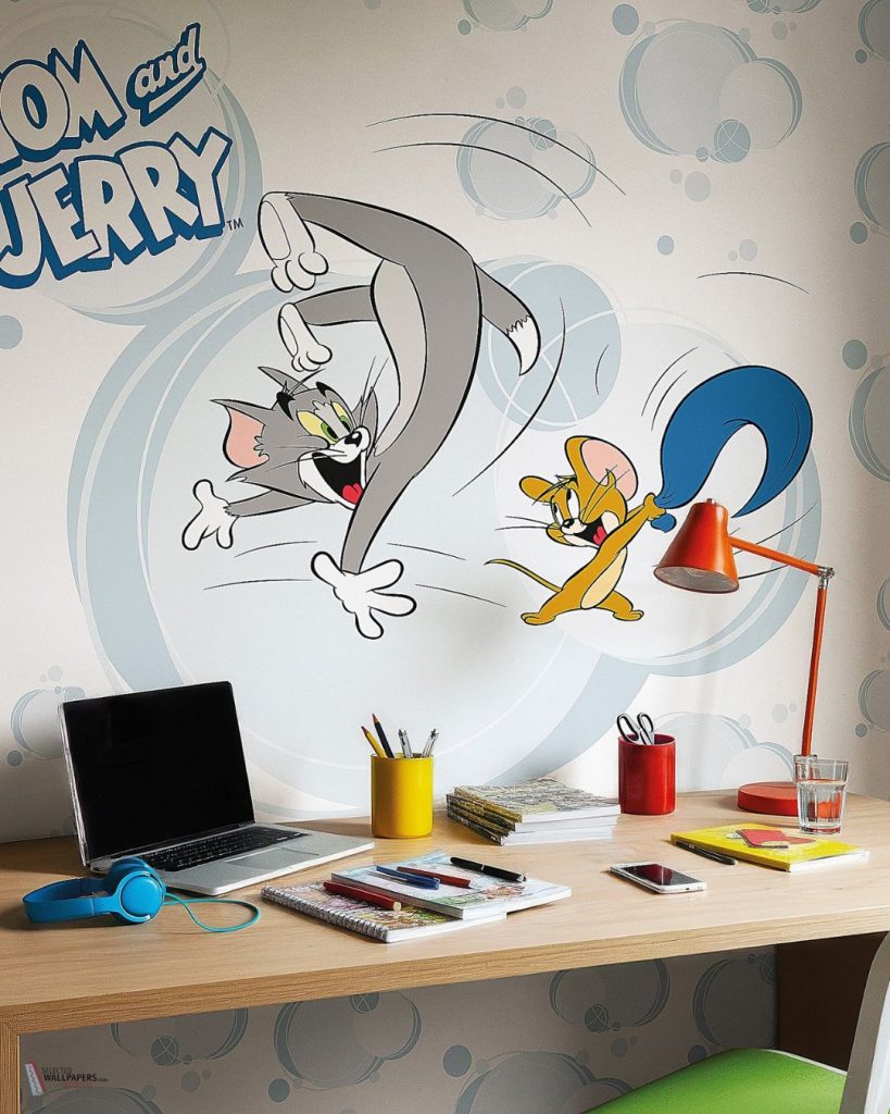 Kinderkamer behang met afbeelding van tom & Jerry