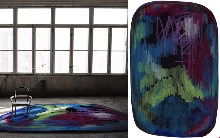 Scribble Black Green Blue vloerkleed 200x300 Scribble Black Green Blue vloerkleed 200x300