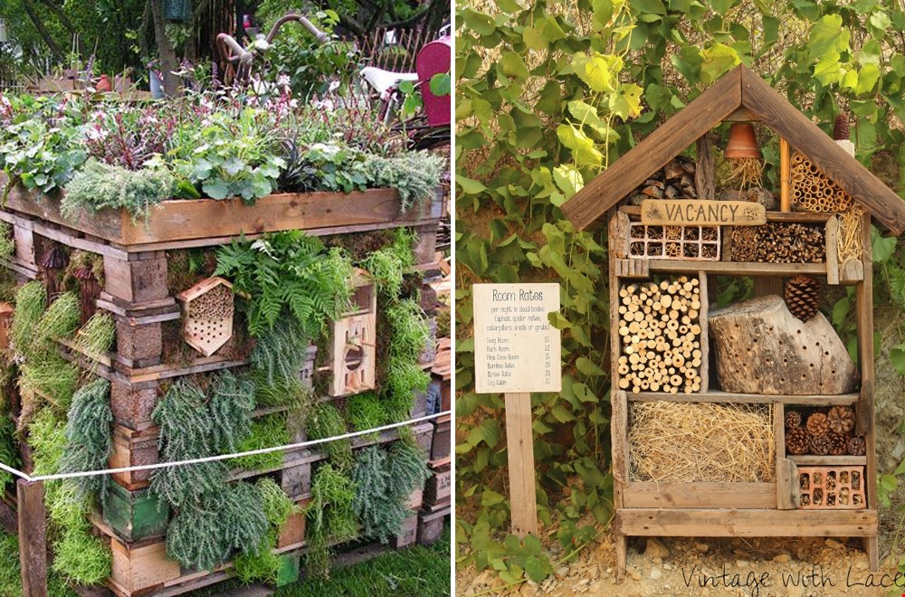 De ecotuin met een bijenhotel De ecotuin met een bijenhotel