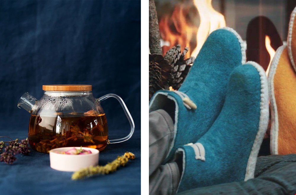 Glazen theepot @lemonpoppytea en vilten sloffen @esgii Glazen theepot @lemonpoppytea en vilten sloffen @esgii