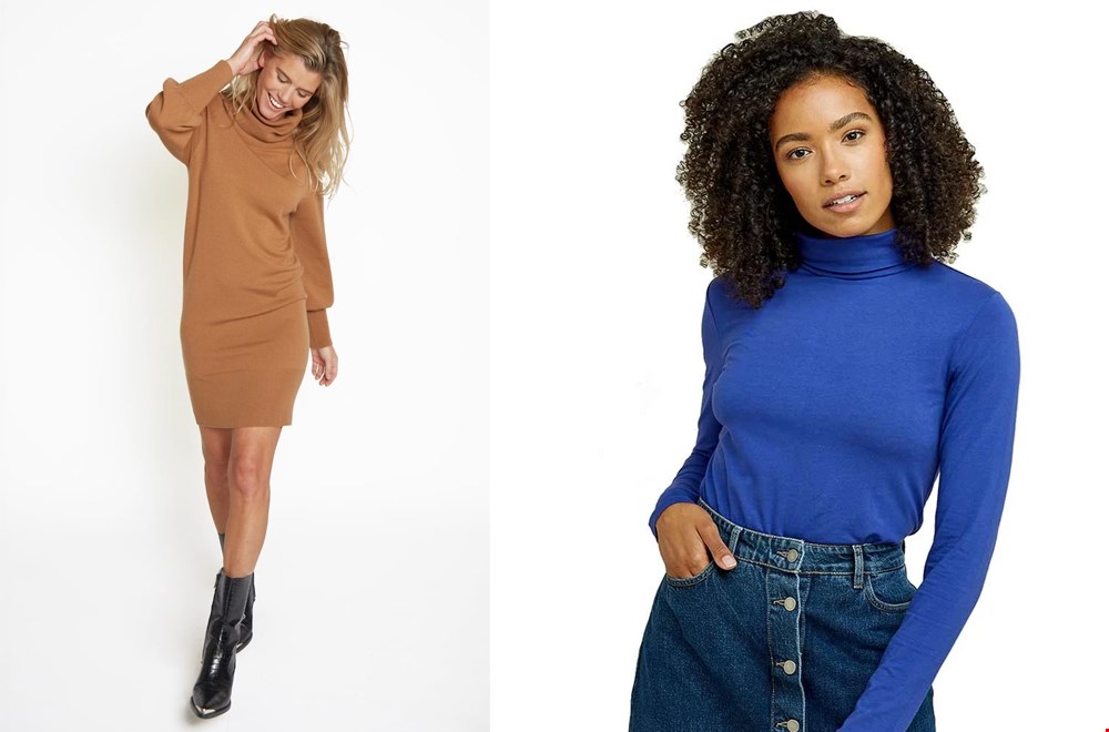 Links: turtleneck dress @elementsoffreedom, rechts: People tree @sophiestone Links: turtleneck dress @elementsoffreedom, rechts: People tree @sophiestone