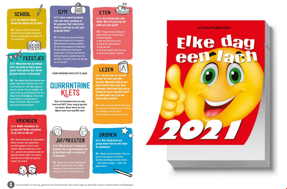 Quarantaineklets en een dagelijkse dosis humor Quarantaineklets en een dagelijkse dosis humor