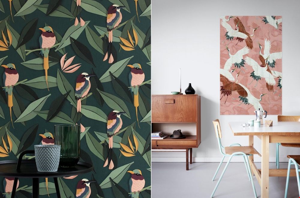 Vogels aan de muur van Studio Ditte en IXXI Vogels aan de muur van Studio Ditte en IXXI