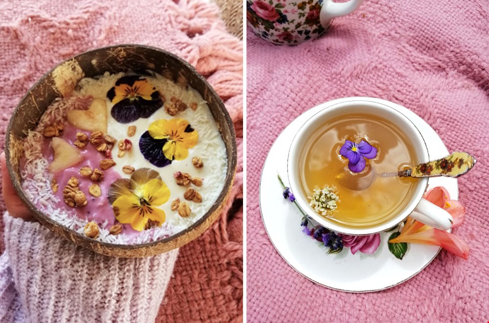 Viooltjes in granola of in de thee Viooltjes in granola of in de thee