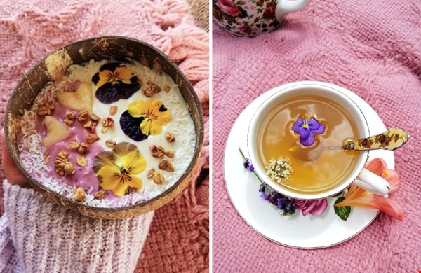 Viooltjes in granola of in de thee Viooltjes in granola of in de thee