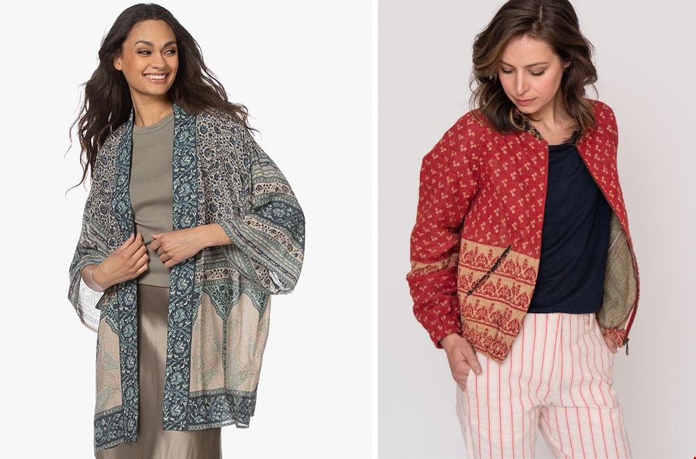 Boho kimono en rode bomber jacket Boho kimono en rode bomber jacket