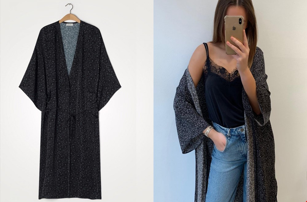 Helemaal on-trend: de kimono, zoals deze van American Vintage Helemaal on-trend: de kimono, zoals deze van American Vintage