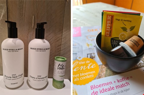 Luxe extra's: verzorgingsproducten van Marie Stella Maris en biologische thee en koffiecups Luxe extra's: verzorgingsproducten van Marie Stella Maris en biologische thee en koffiecups