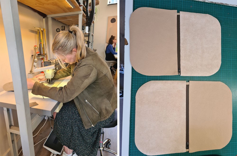 Heel geconcentreerd naait Flavourites' Natascha de lapjes aan elkaar Heel geconcentreerd naait Flavourites' Natascha de lapjes aan elkaar