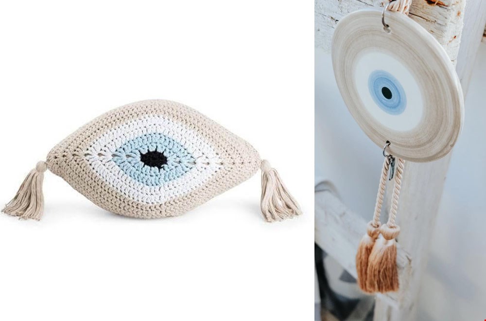 Evil eye op kussens, hangers en sieraden Evil eye op kussens, hangers en sieraden