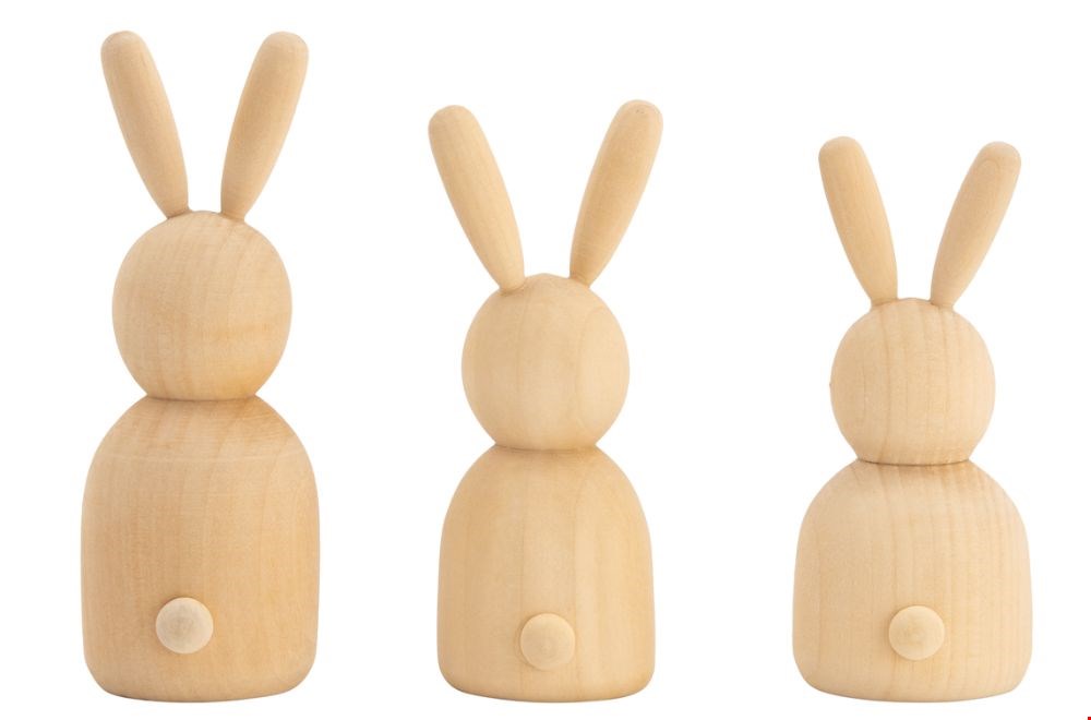 Houten paashaasjes, set van 3. Houten paashaasjes, set van 3.