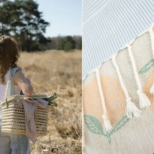 Alles gaat mee in je rieten picknickmand. Je kleed of grote hamamdoek bind je er bovenop. Alles gaat mee in je rieten picknickmand. Je kleed of grote hamamdoek bind je er bovenop.
