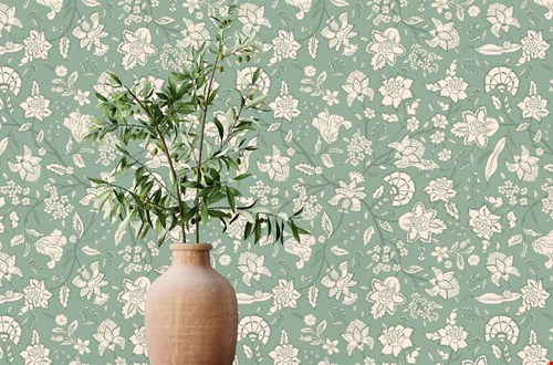 Geometrisch bloemenbehang: In bloom Geometrisch bloemenbehang: In bloom