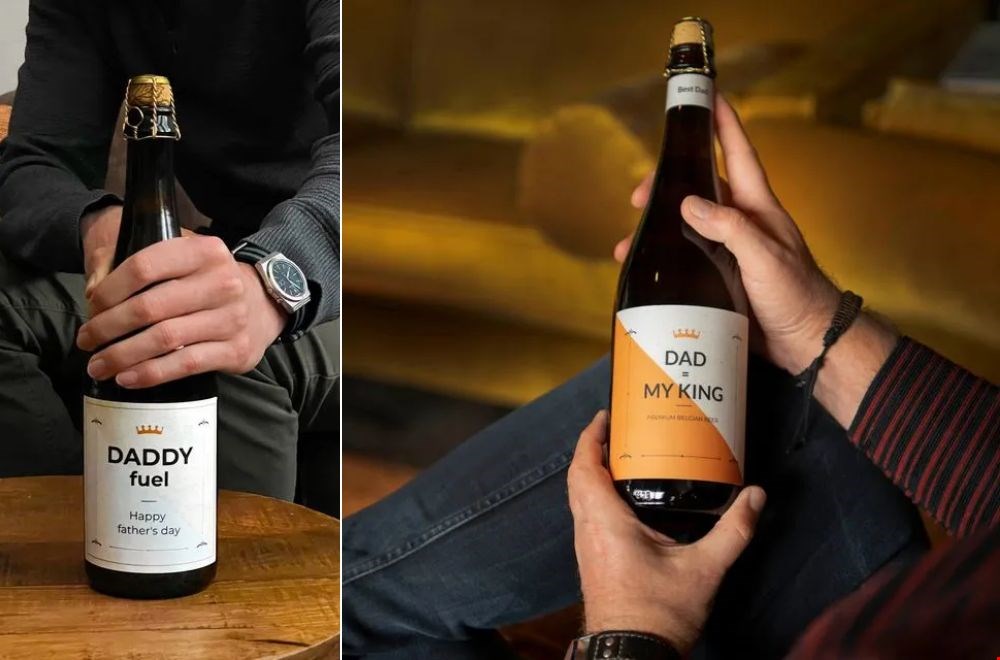 Of je vader nu van blond, dubbel of trippel. houdt, zo'n gepersonaliseerd biertje valt altijd in de smaak! Of je vader nu van blond, dubbel of trippel. houdt, zo'n gepersonaliseerd biertje valt altijd in de smaak!