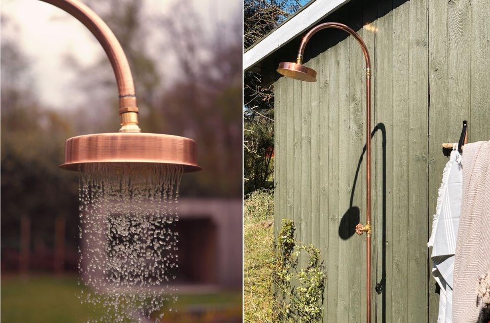 We spotten deze gave koperen buitendouche bij Huiszwaluw We spotten deze gave koperen buitendouche bij Huiszwaluw