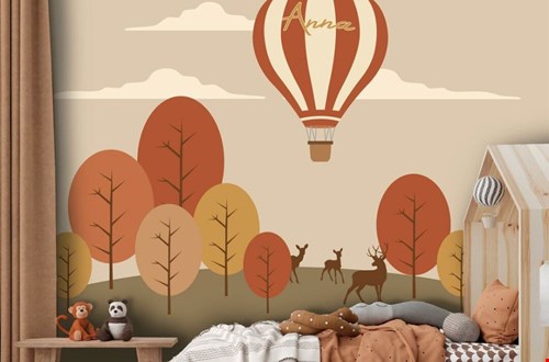 Behang met rustige aardetinten voor de babykamer Behang met rustige aardetinten voor de babykamer