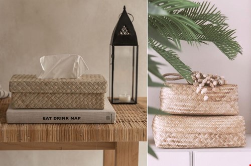 Geen rondslingerende spullen meer, je stopt ze stijlvol weg in deze opbergers van bamboe en palmblad Geen rondslingerende spullen meer, je stopt ze stijlvol weg in deze opbergers van bamboe en palmblad