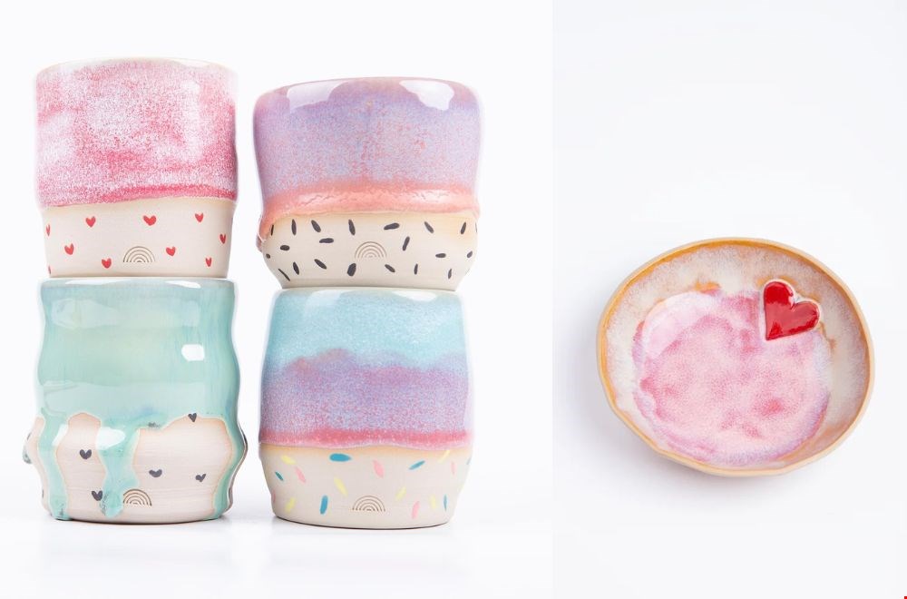 Pastel keramiek van The Rainbow Potter – handgemaakte mokken en kommen in dromerige kleuren