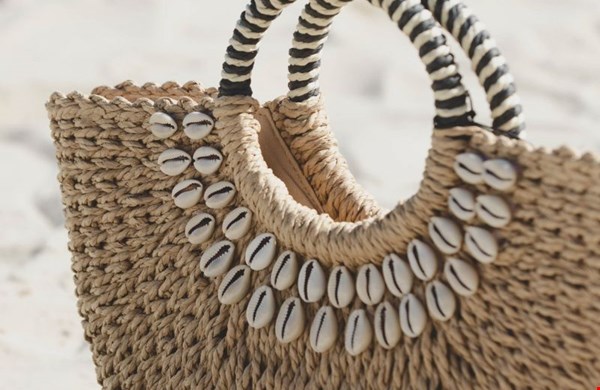 Smashed Lemon raffia shell tas