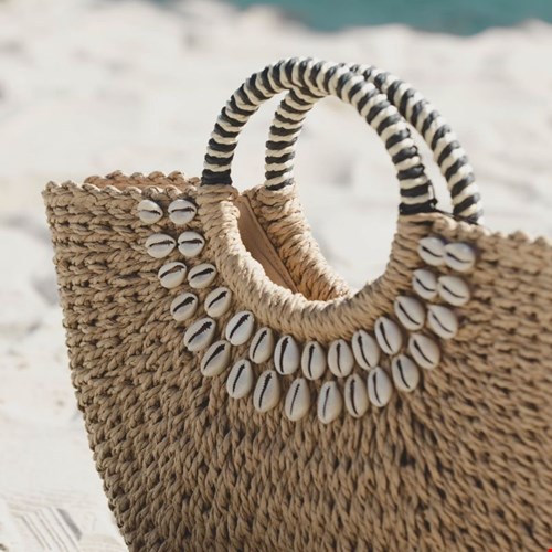 Smashed Lemon raffia shell tas