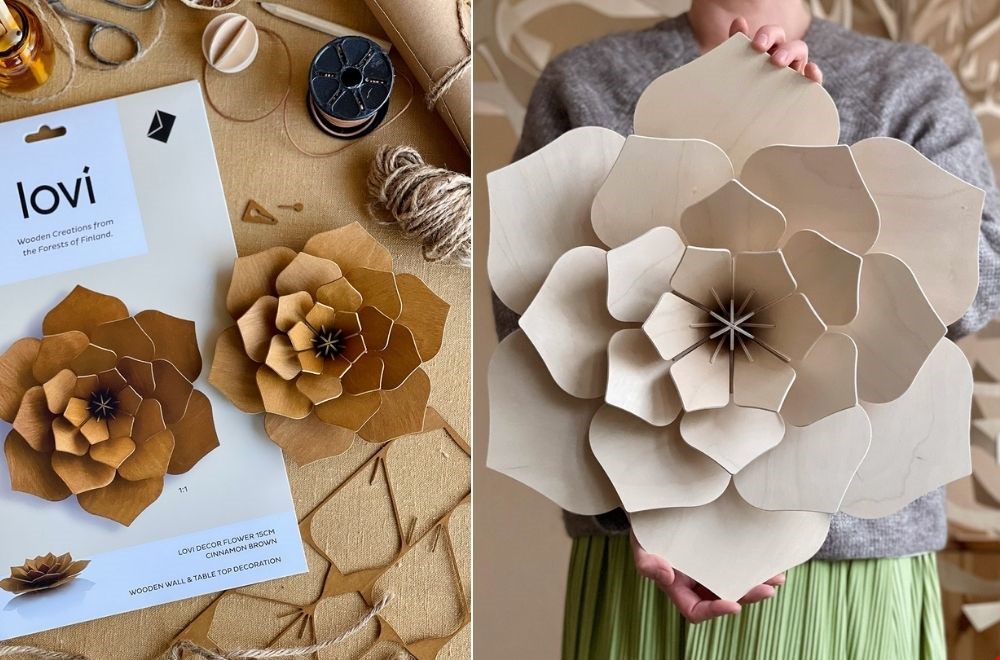 Handgemaakte houten bloemen van Lovi Handgemaakte houten bloemen van Lovi