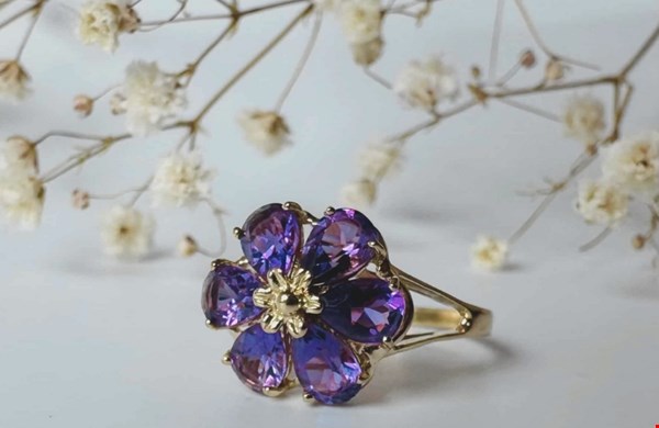 Vintage gouden ring met amethist