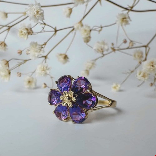 Vintage gouden ring met amethist