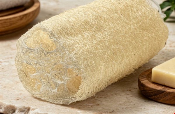 Loofah body scrub roll