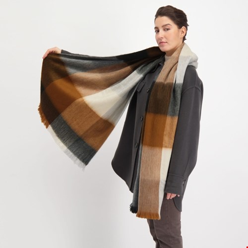 Scarf blocked black, grey and naturals