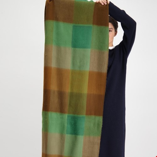 Scarf blocked green, brown and naturals