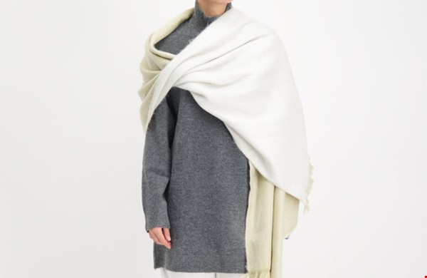 Scarf double face beige and white