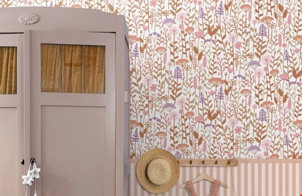 Veldbloemen terracotta, paars en roze