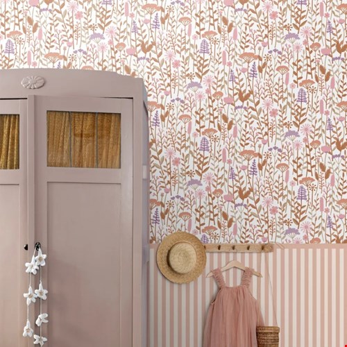 Veldbloemen terracotta, paars en roze