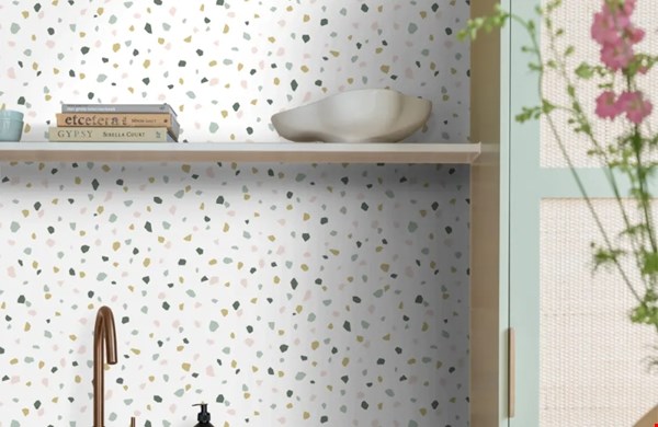 Terrazzo wit, roze en mintgroen