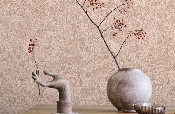 Bloementekening terracotta roze