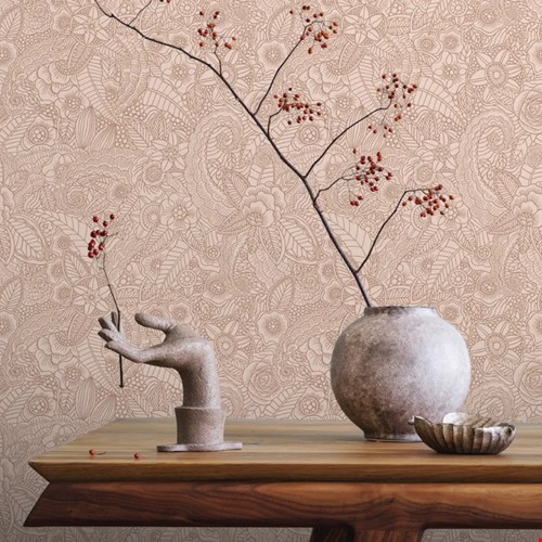 Bloementekening terracotta roze