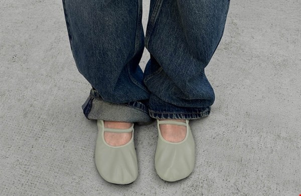 Naira green leather ballet flats