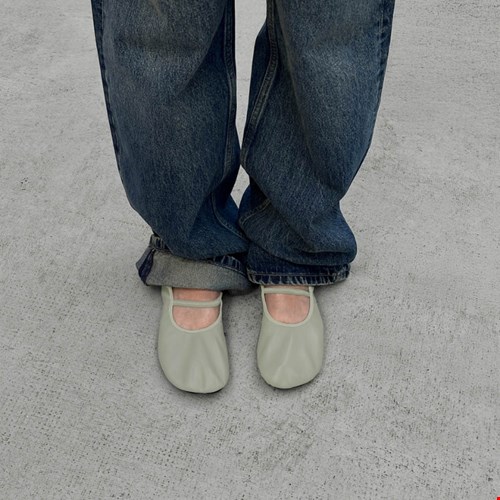 Naira green leather ballet flats