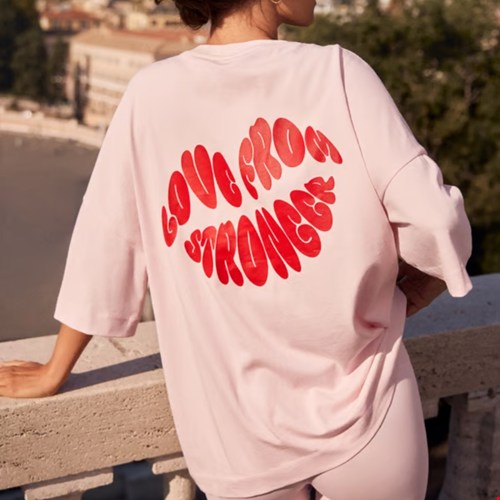 Oversized crew t-shirt chalk pink