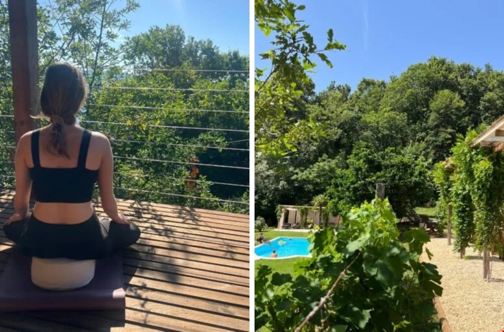 Yogaretreat in Portugal met zwembad en uitzicht op de bergen