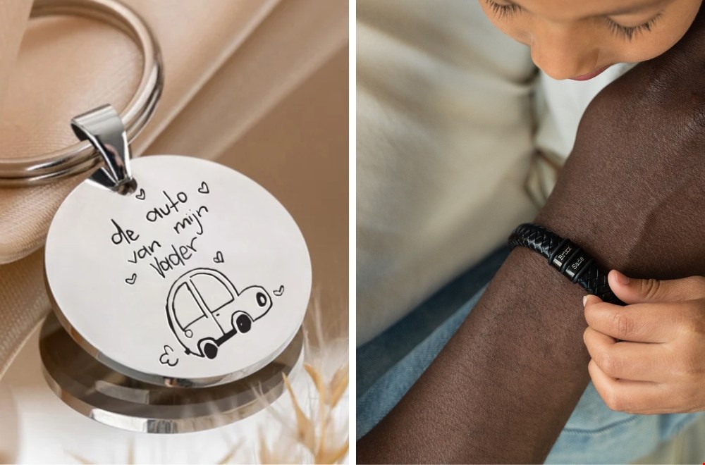 persoonlijke herenarmband en sleutelhanger van KAYA
