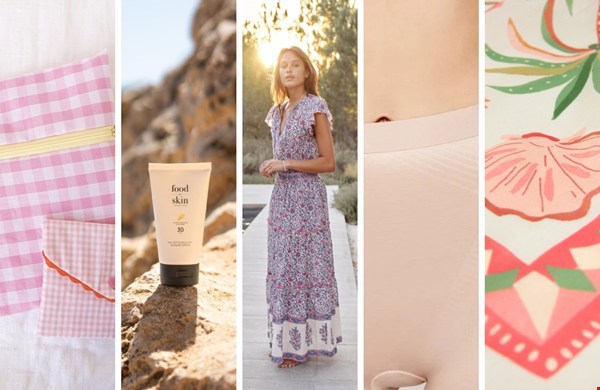 5 zomerfavorieten voor in je koffer, van duurzame SPF en herbruikbare zakjes tot een maxi dress en zijden sjaal.