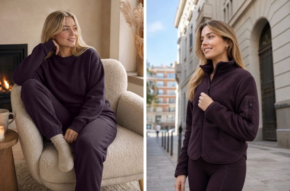 Plum, mocha en héél cosy! De zachte fleece jackets en comfy sweaters van Maya Freya zijn gemaakt voor frisse herfstdagen.