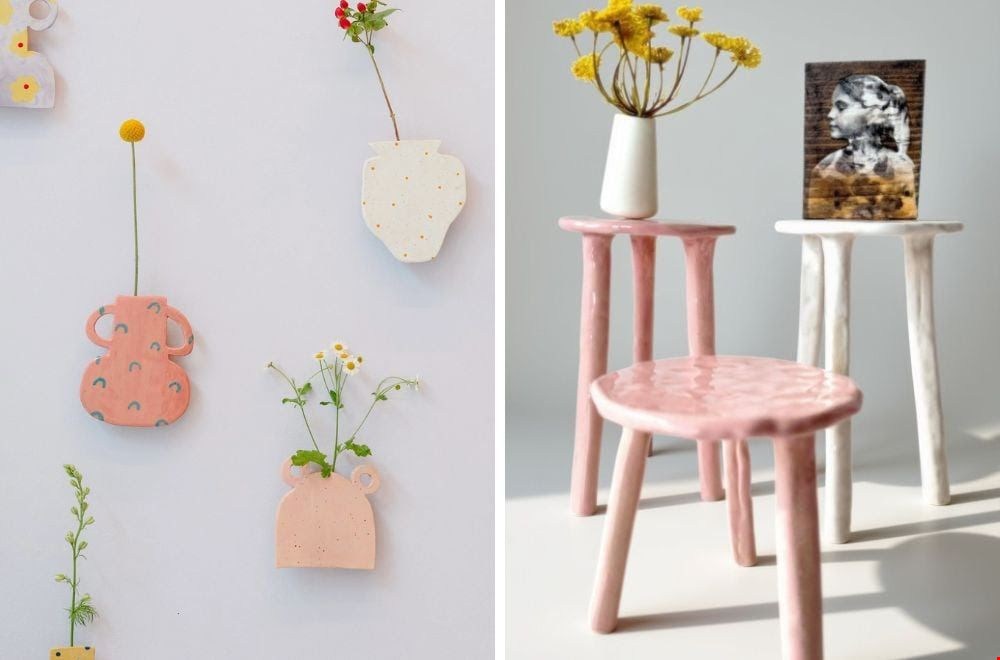 Handgemaakte keramieken objecten van Alina Tang bij Studio De Winkel