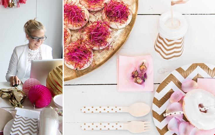 Jolanda aan het werk aan de 'feestelijke' eettafel  Jolanda aan het werk aan de 'feestelijke' eettafel