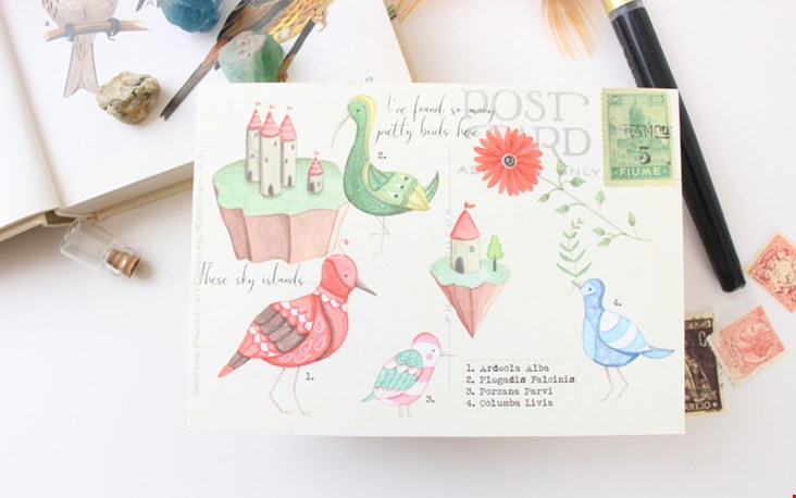 Prachtige ansichtkaart met illustraties van Nikki zelf Prachtige ansichtkaart met illustraties van Nikki zelf