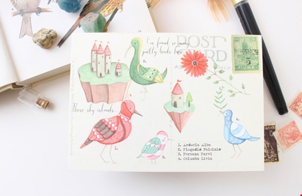 Prachtige ansichtkaart met illustraties van Nikki zelf Prachtige ansichtkaart met illustraties van Nikki zelf