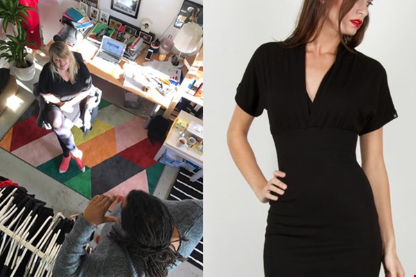 Valentine en Gersom aan het werk. Rechts: jurkje Louise Valentine en Gersom aan het werk. Rechts: jurkje Louise