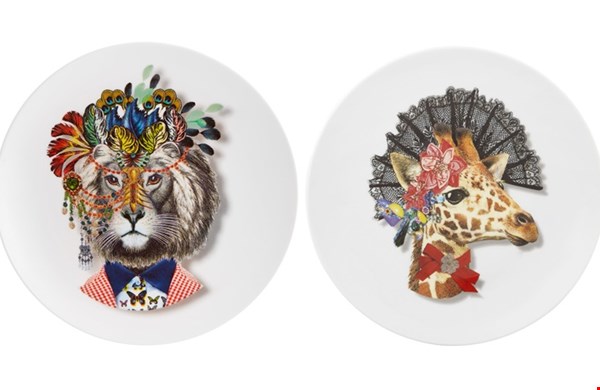 Porseleinen borden Jungle King en Giraffe uit de serie: Love who you want Porseleinen borden Jungle King en Giraffe uit de serie: Love who you want