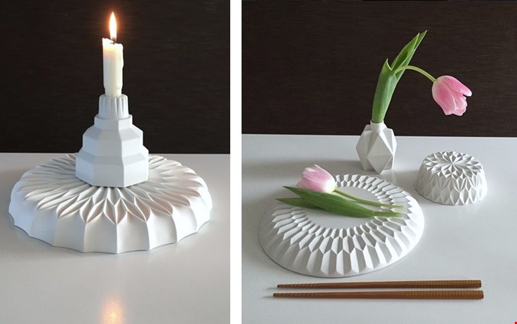 Bord en fruitschaal van ontwerpster Lenneke Wispelwey. Bord en fruitschaal van ontwerpster Lenneke Wispelwey.